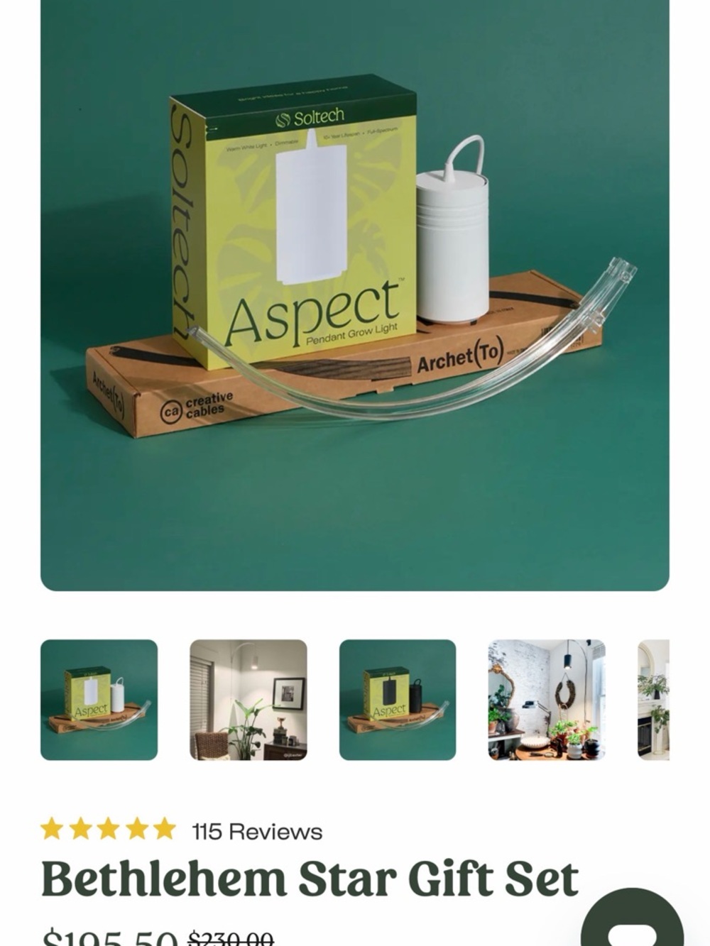 Aspect Pendant Grow Light - White